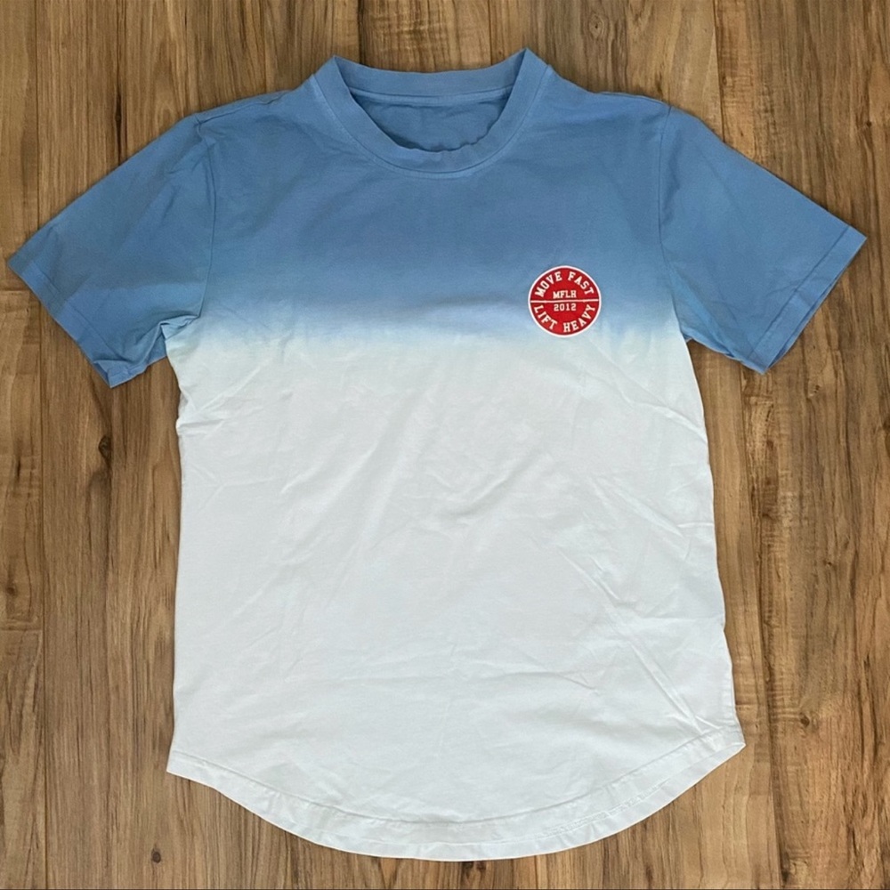 MFLH Tee Move Fast Lift Heavy unisex T-shirt ombré blue white logo